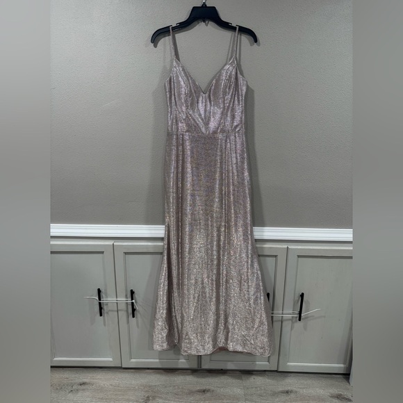 Hayley Paige Occasions Liquid Metallic Bridesmaid Dress - Picture 6 of 13